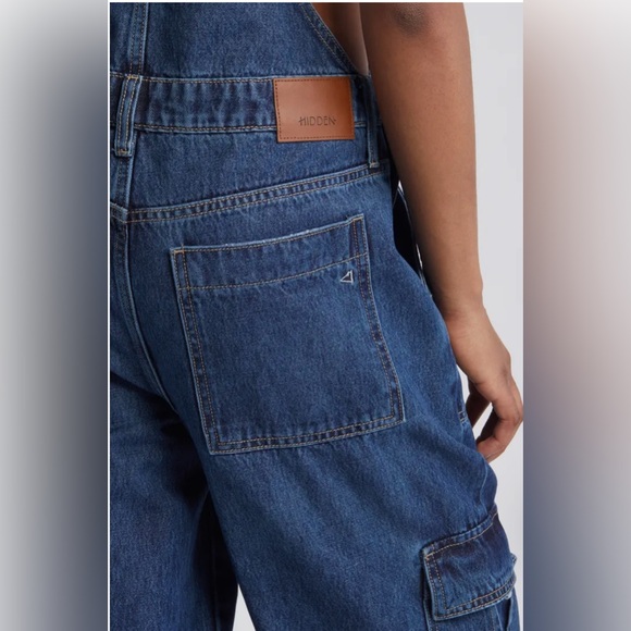 Hidden Denim Cargo Overalls, New - Picture 4 of 8